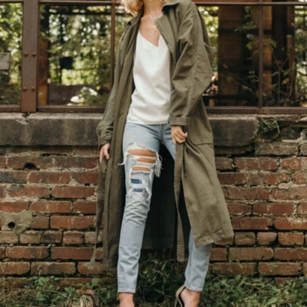 NWOT GRLFRND Donna Trench GREEN sz S - Picture 4 of 4